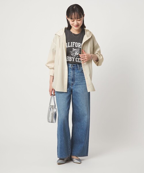 green label relaxing(グリーンレーベルリラクシング)の「フード シャツ UVカット 接触冷感(シャツ/ブラウス・レディース・オフホワイト/モカ/ダークグレー・FREE)」の6枚目の写真