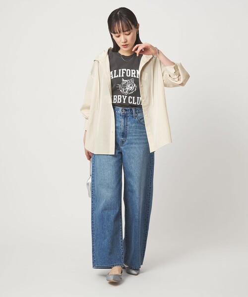 green label relaxing(グリーンレーベルリラクシング)の「フード シャツ UVカット 接触冷感(シャツ/ブラウス・レディース・オフホワイト/モカ/ダークグレー・FREE)」の7枚目の写真