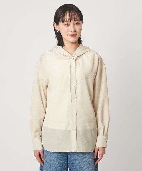 green label relaxing(グリーンレーベルリラクシング)の「フード シャツ UVカット 接触冷感(シャツ/ブラウス・レディース・オフホワイト/モカ/ダークグレー・FREE)」の19枚目の写真