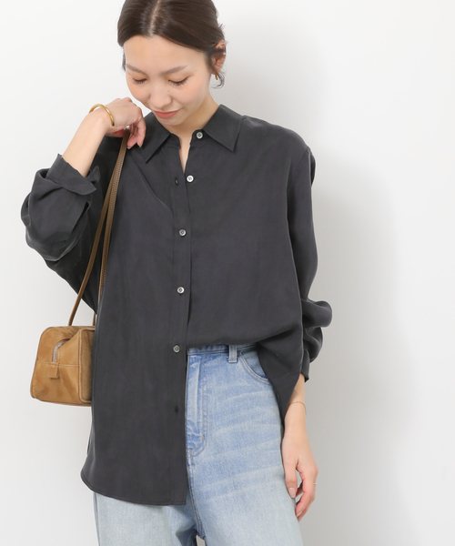 JOURNAL STANDARD relume(ジャーナルスタンダード レリューム)の「キュプラオーバーサイズシャツ(シャツ/ブラウス・レディース・ブラック系その他/ブラウン系その他・FREE)」の7枚目の写真