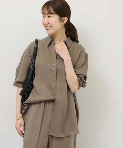 JOURNAL STANDARD relume(ジャーナルスタンダード レリューム)の「キュプラオーバーサイズシャツ(シャツ/ブラウス・レディース・ブラック系その他/ブラウン系その他・FREE)」の15枚目の写真