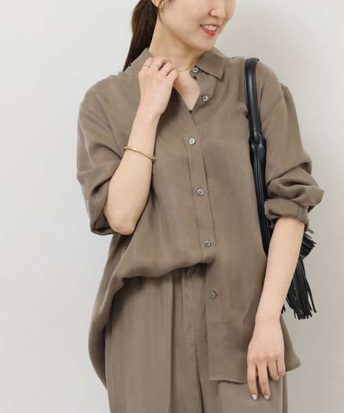 JOURNAL STANDARD relume(ジャーナルスタンダード レリューム)の「キュプラオーバーサイズシャツ(シャツ/ブラウス・レディース・ブラック系その他/ブラウン系その他・FREE)」の17枚目の写真