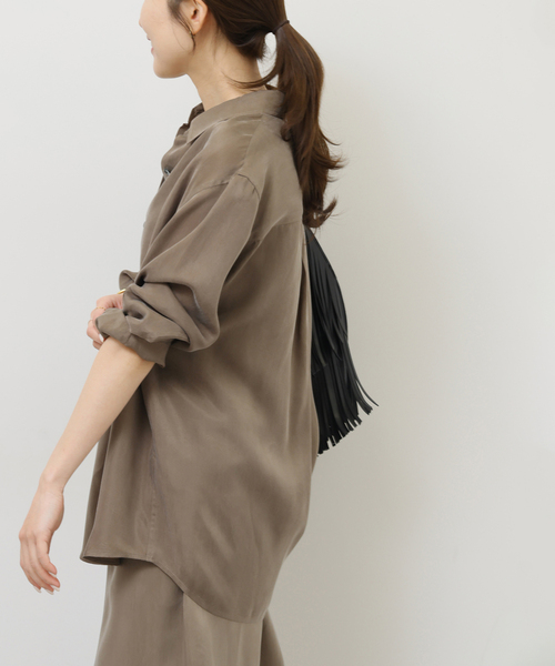 JOURNAL STANDARD relume(ジャーナルスタンダード レリューム)の「キュプラオーバーサイズシャツ(シャツ/ブラウス・レディース・ブラック系その他/ブラウン系その他・FREE)」の18枚目の写真