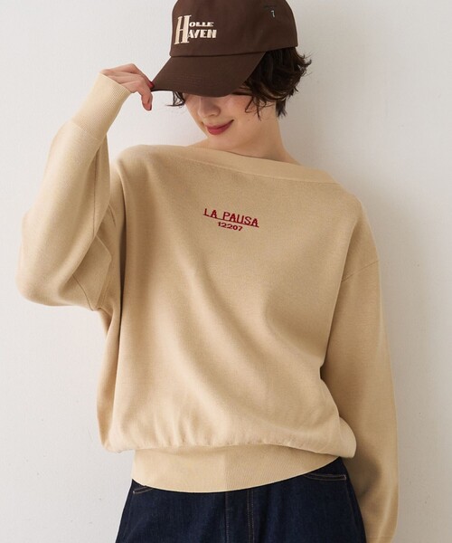 Rouge vif Anna(ルージュヴィフアンナ)の「ラパウザロゴニット(ニット/セーター・レディース・ベージュ/ネイビー・フリー)」の2枚目の写真