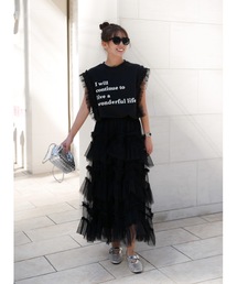 BeBeoD（べベッド）の「フリルティアードチュールロングスカート（スカート）」