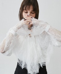 MONOe（モノエ）の「【編み上げデザイン】編み上げフレアレースブラウス（シャツ/ブラウス）」