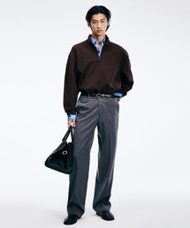 TNGT（ティーエヌジーティー）の「Pin Stripe Wide Straight Fit Pants (Grey) TNPA6E105G2（スラックス）」