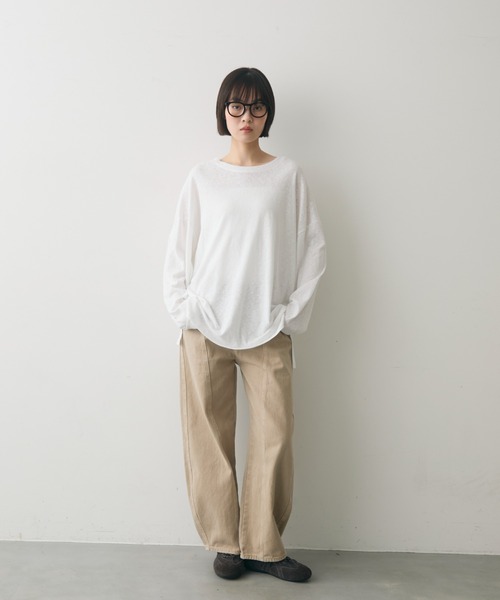 full/fill.（フルフィル）の「basic loose T / ベーシックルーズT（Tシャツ/カットソー・レディース・ネイビー/ホワイト/ブラウン・FREE）」の10枚目の写真