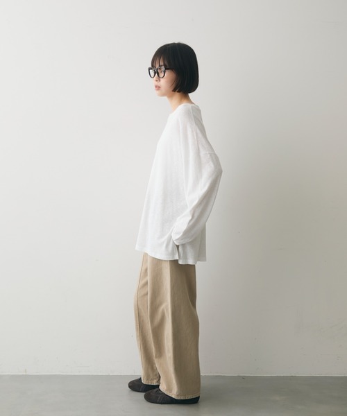 full/fill.（フルフィル）の「basic loose T / ベーシックルーズT（Tシャツ/カットソー・レディース・ネイビー/ホワイト/ブラウン・FREE）」の11枚目の写真