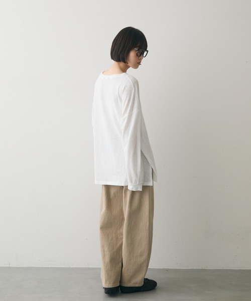 full/fill.（フルフィル）の「basic loose T / ベーシックルーズT（Tシャツ/カットソー・レディース・ネイビー/ホワイト/ブラウン・FREE）」の12枚目の写真