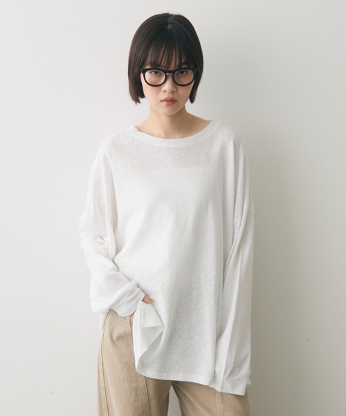 full/fill.（フルフィル）の「basic loose T / ベーシックルーズT（Tシャツ/カットソー・レディース・ネイビー/ホワイト/ブラウン・FREE）」の4枚目の写真