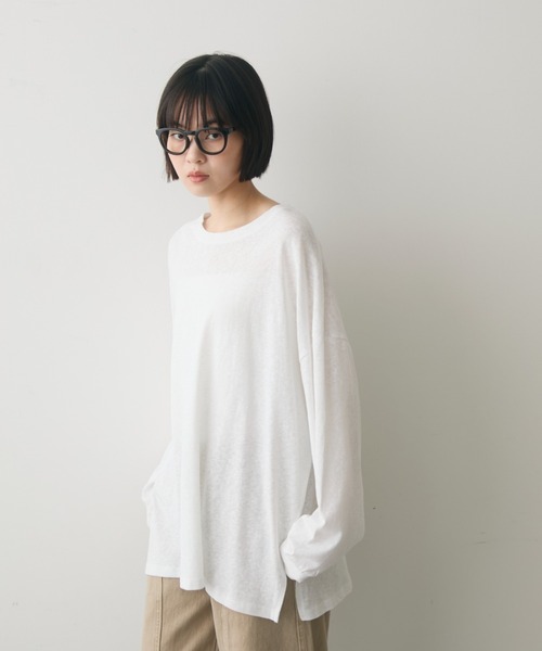 full/fill.（フルフィル）の「basic loose T / ベーシックルーズT（Tシャツ/カットソー・レディース・ネイビー/ホワイト/ブラウン・FREE）」の5枚目の写真