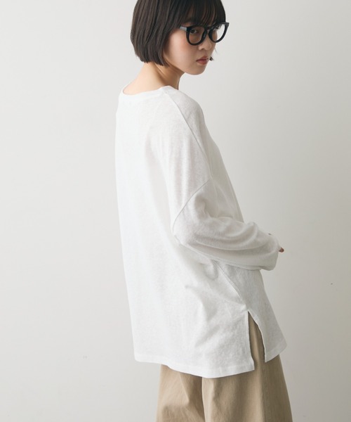 full/fill.（フルフィル）の「basic loose T / ベーシックルーズT（Tシャツ/カットソー・レディース・ネイビー/ホワイト/ブラウン・FREE）」の7枚目の写真