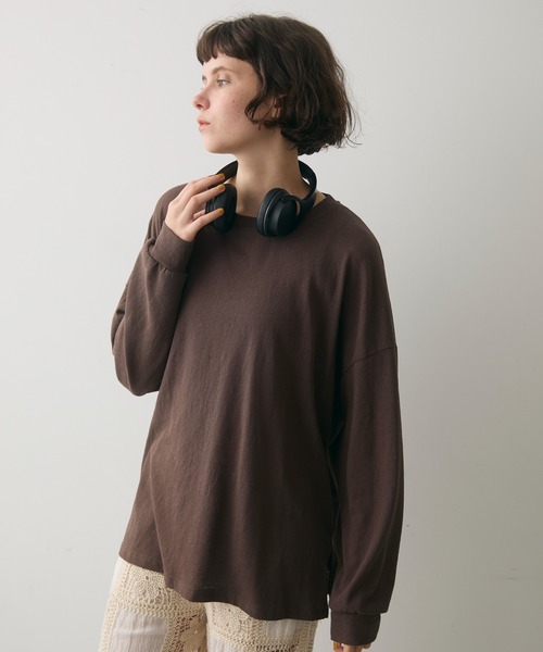 full/fill.（フルフィル）の「basic loose T / ベーシックルーズT（Tシャツ/カットソー・レディース・ネイビー/ホワイト/ブラウン・FREE）」の14枚目の写真
