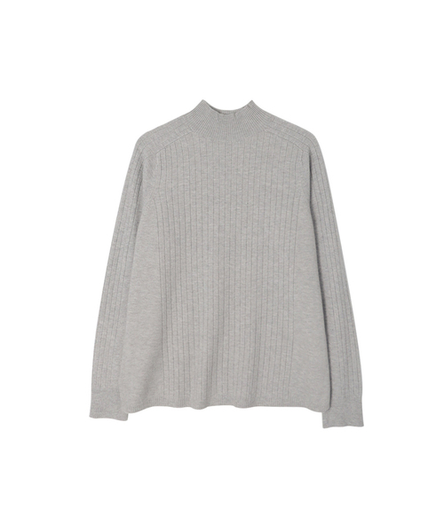 VASCARA(バスカラ)の「Ribbed Half-neck Knitwear (8colors)(ニット/セーター・レディース・カーキ/ライトベージュ/アイボリー/ブラック/ブラウン/ライトグレー/マスタード/パープル・FREE)」の3枚目の写真