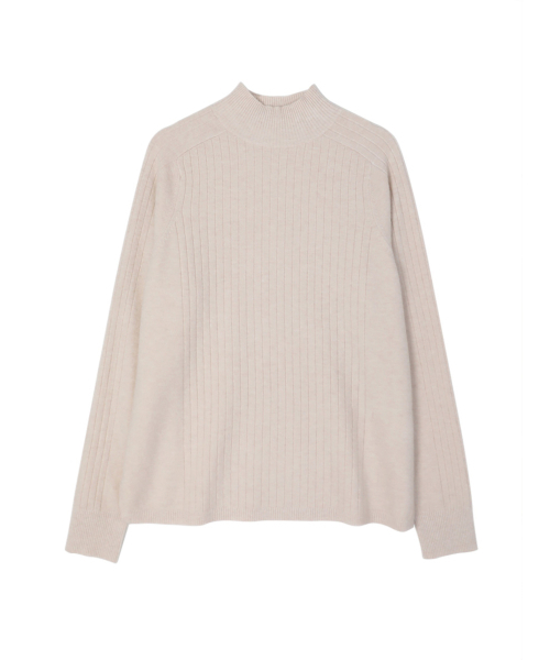 VASCARA(バスカラ)の「Ribbed Half-neck Knitwear (8colors)(ニット/セーター・レディース・カーキ/ライトベージュ/アイボリー/ブラック/ブラウン/ライトグレー/マスタード/パープル・FREE)」の14枚目の写真