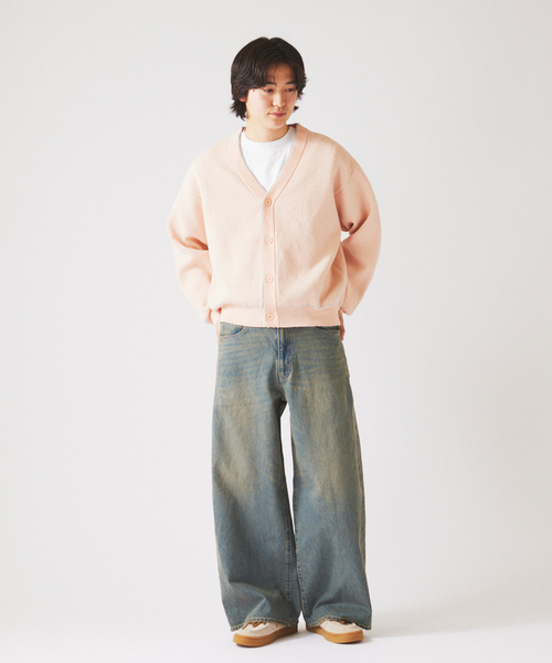 JOURNAL STANDARD relume（ジャーナルスタンダード　レリューム）の「ドライタッチ ブークレ Vネック カーディガン（カーディガン/ボレロ・メンズ・ベージュ/サックスブルー/ピンク・LARGE/MEDIUM）」の7枚目の写真