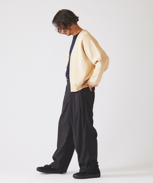 JOURNAL STANDARD relume（ジャーナルスタンダード　レリューム）の「ドライタッチ ブークレ Vネック カーディガン（カーディガン/ボレロ・メンズ・ベージュ/サックスブルー/ピンク・LARGE/MEDIUM）」の8枚目の写真