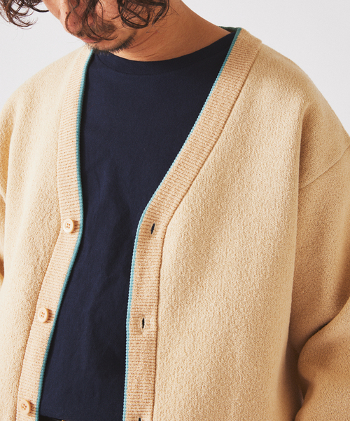 JOURNAL STANDARD relume（ジャーナルスタンダード　レリューム）の「ドライタッチ ブークレ Vネック カーディガン（カーディガン/ボレロ・メンズ・ベージュ/サックスブルー/ピンク・LARGE/MEDIUM）」の12枚目の写真