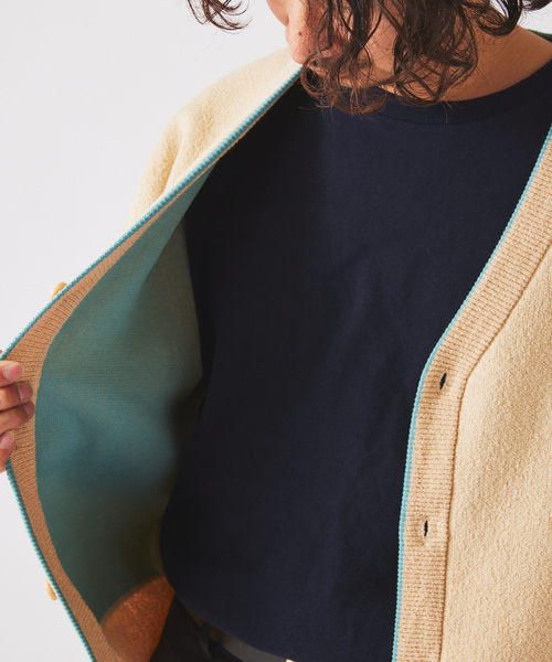 JOURNAL STANDARD relume（ジャーナルスタンダード　レリューム）の「ドライタッチ ブークレ Vネック カーディガン（カーディガン/ボレロ・メンズ・ベージュ/サックスブルー/ピンク・LARGE/MEDIUM）」の13枚目の写真