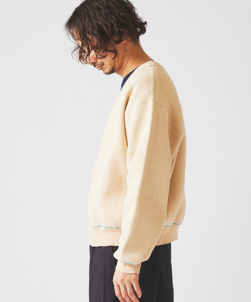 JOURNAL STANDARD relume（ジャーナルスタンダード　レリューム）の「ドライタッチ ブークレ Vネック カーディガン（カーディガン/ボレロ・メンズ・ベージュ/サックスブルー/ピンク・LARGE/MEDIUM）」の14枚目の写真