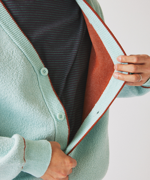 JOURNAL STANDARD relume（ジャーナルスタンダード　レリューム）の「ドライタッチ ブークレ Vネック カーディガン（カーディガン/ボレロ・メンズ・ベージュ/サックスブルー/ピンク・LARGE/MEDIUM）」の22枚目の写真