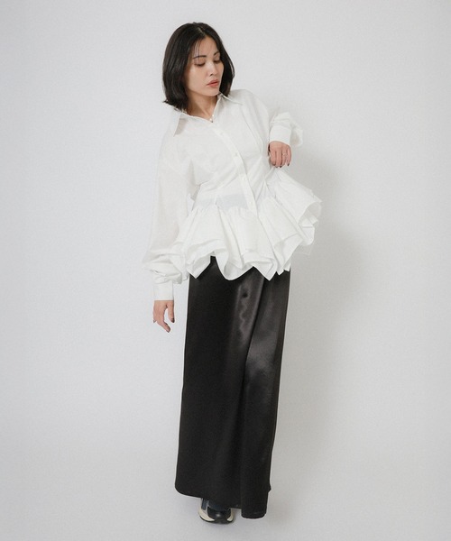 Floran（フローラン）の「フリルヘムタックシャツ（シャツ/ブラウス・レディース・イエロー/ブルー/ブラック/ホワイト・FREE）」の15枚目の写真