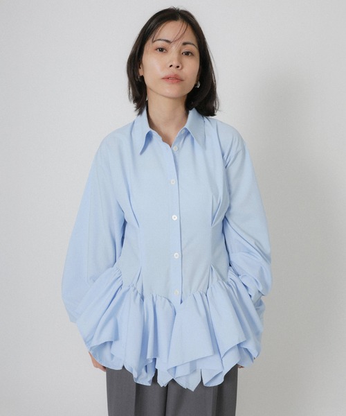 Floran（フローラン）の「フリルヘムタックシャツ（シャツ/ブラウス・レディース・イエロー/ブルー/ブラック/ホワイト・FREE）」の8枚目の写真