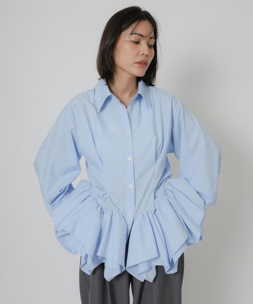 Floran（フローラン）の「フリルヘムタックシャツ（シャツ/ブラウス・レディース・イエロー/ブルー/ブラック/ホワイト・FREE）」の18枚目の写真