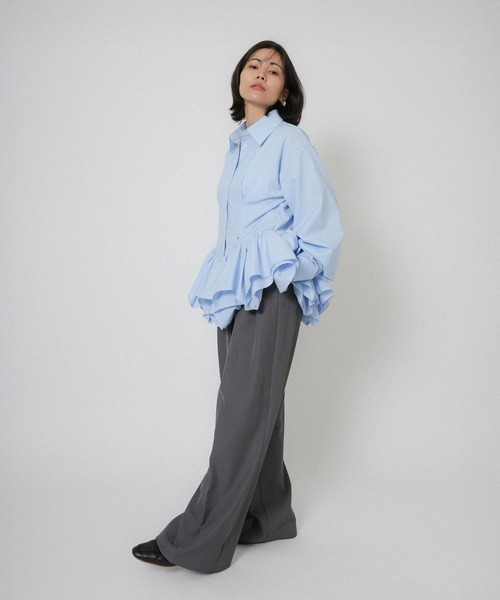 Floran（フローラン）の「フリルヘムタックシャツ（シャツ/ブラウス・レディース・イエロー/ブルー/ブラック/ホワイト・FREE）」の9枚目の写真