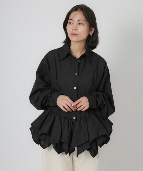 Floran（フローラン）の「フリルヘムタックシャツ（シャツ/ブラウス・レディース・イエロー/ブルー/ブラック/ホワイト・FREE）」の11枚目の写真