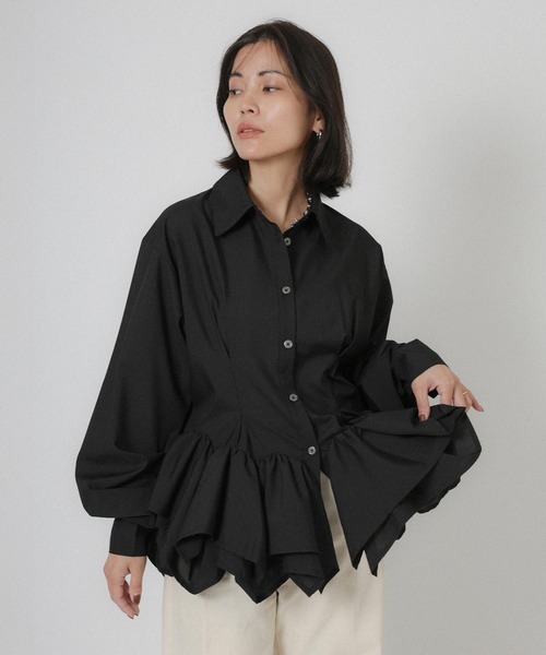 Floran（フローラン）の「フリルヘムタックシャツ（シャツ/ブラウス・レディース・イエロー/ブルー/ブラック/ホワイト・FREE）」の21枚目の写真