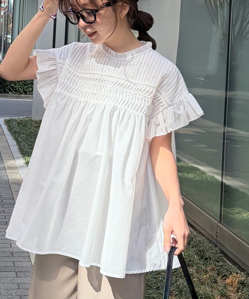 Pinktack frill bowl blouse — блузка с оборками розовая