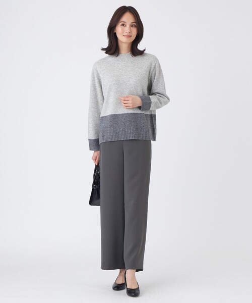 TRANS WORK（トランスワーク）の「【L】【ウォッシャブル】ソフトダブルクロスパンツ（その他パンツ・レディース・チャコールグレー/ネイビー・44/46）」の3枚目の写真