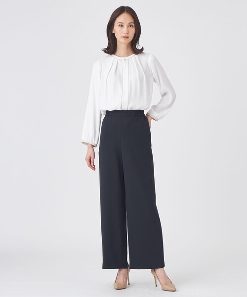 TRANS WORK（トランスワーク）の「【L】【ウォッシャブル】ソフトダブルクロスパンツ（その他パンツ・レディース・チャコールグレー/ネイビー・44/46）」の6枚目の写真