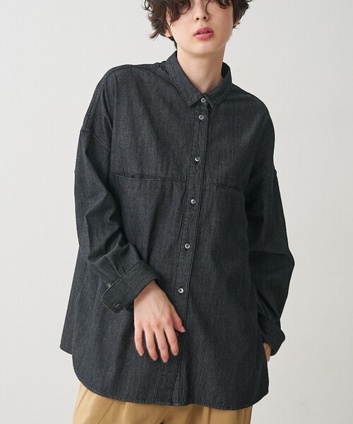 collex(コレックス)の「ライトオンスデニムシャツ(シャツ/ブラウス・レディース・ネイビー/ライトブルー/ブラック・フリー)」の2枚目の写真