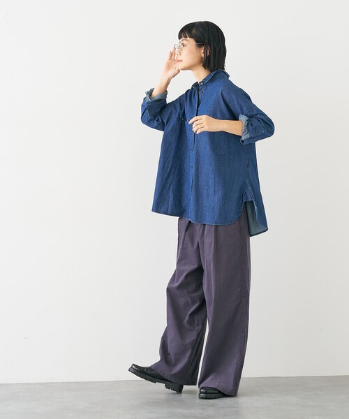 collex(コレックス)の「ライトオンスデニムシャツ(シャツ/ブラウス・レディース・ネイビー/ライトブルー・フリー)」の15枚目の写真