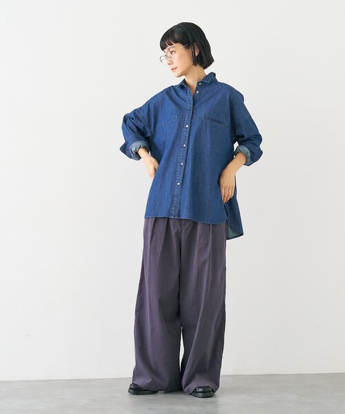 collex(コレックス)の「ライトオンスデニムシャツ(シャツ/ブラウス・レディース・ネイビー/ライトブルー・フリー)」の16枚目の写真