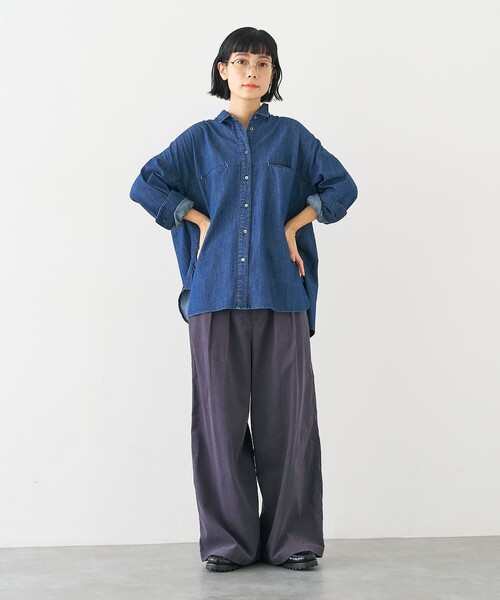 collex(コレックス)の「ライトオンスデニムシャツ(シャツ/ブラウス・レディース・ネイビー/ライトブルー・フリー)」の17枚目の写真
