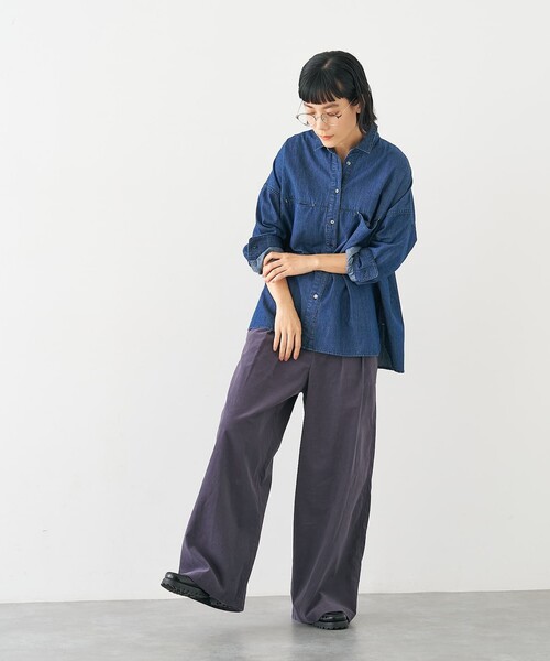 collex(コレックス)の「ライトオンスデニムシャツ(シャツ/ブラウス・レディース・ネイビー/ライトブルー・フリー)」の18枚目の写真