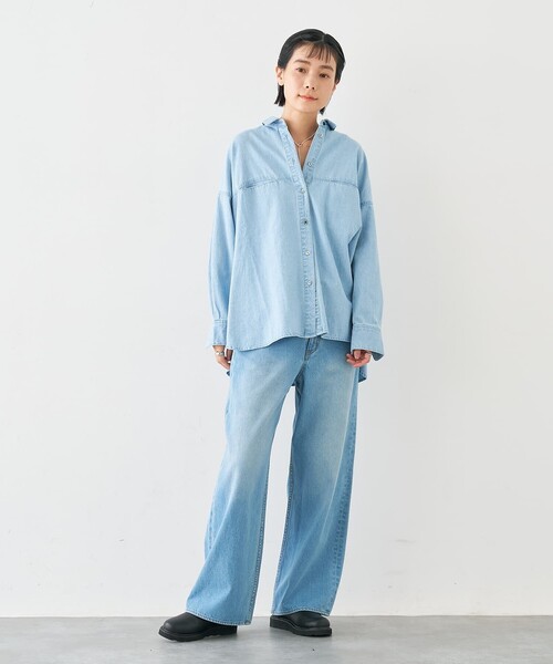 collex(コレックス)の「ライトオンスデニムシャツ(シャツ/ブラウス・レディース・ネイビー/ライトブルー・フリー)」の19枚目の写真
