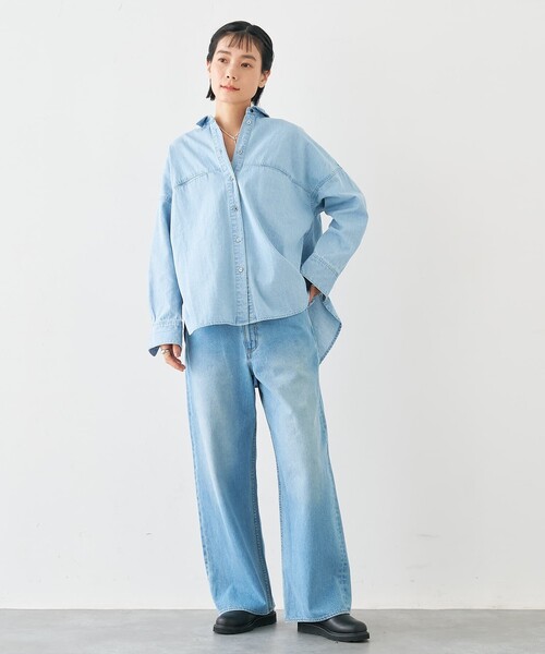 collex(コレックス)の「ライトオンスデニムシャツ(シャツ/ブラウス・レディース・ネイビー/ライトブルー・フリー)」の20枚目の写真