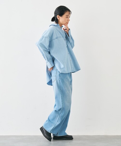 collex(コレックス)の「ライトオンスデニムシャツ(シャツ/ブラウス・レディース・ネイビー/ライトブルー・フリー)」の22枚目の写真