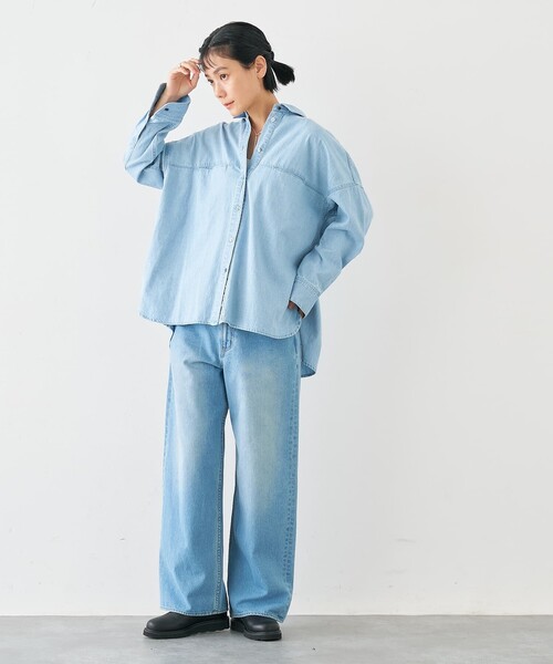 collex(コレックス)の「ライトオンスデニムシャツ(シャツ/ブラウス・レディース・ネイビー/ライトブルー/ブラック・フリー)」の21枚目の写真