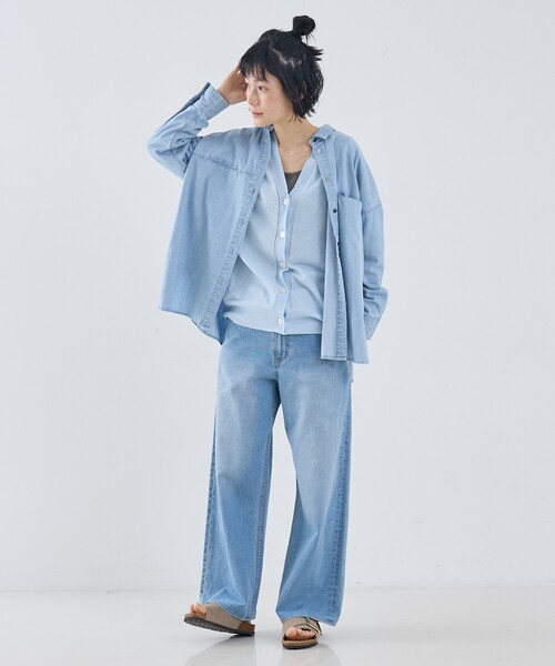 collex(コレックス)の「ライトオンスデニムシャツ(シャツ/ブラウス・レディース・ネイビー/ライトブルー/ブラック・フリー)」の18枚目の写真