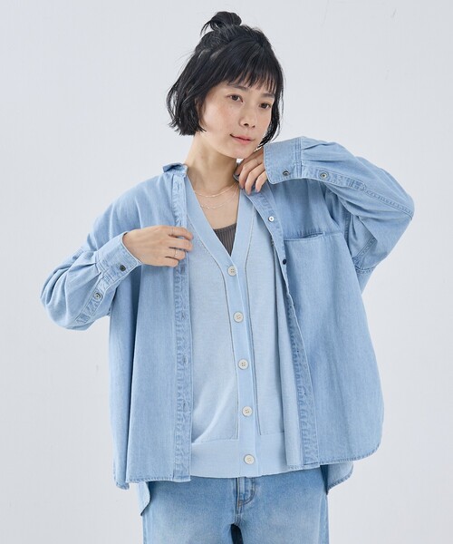 collex(コレックス)の「ライトオンスデニムシャツ(シャツ/ブラウス・レディース・ネイビー/ライトブルー/ブラック・フリー)」の15枚目の写真