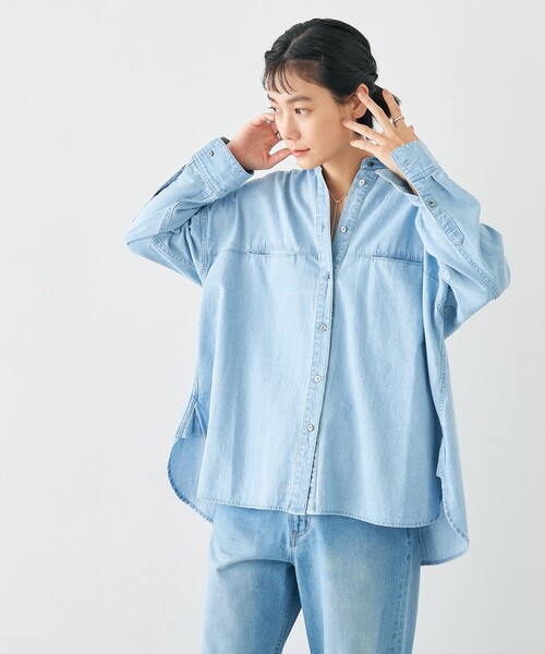 collex(コレックス)の「ライトオンスデニムシャツ(シャツ/ブラウス・レディース・ネイビー/ライトブルー/ブラック・フリー)」の12枚目の写真