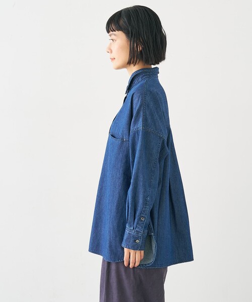 collex(コレックス)の「ライトオンスデニムシャツ(シャツ/ブラウス・レディース・ネイビー/ライトブルー・フリー)」の3枚目の写真