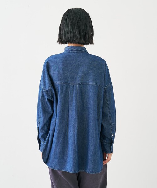 collex(コレックス)の「ライトオンスデニムシャツ(シャツ/ブラウス・レディース・ネイビー/ライトブルー・フリー)」の4枚目の写真