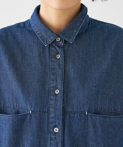 collex(コレックス)の「ライトオンスデニムシャツ(シャツ/ブラウス・レディース・ネイビー/ライトブルー・フリー)」の5枚目の写真